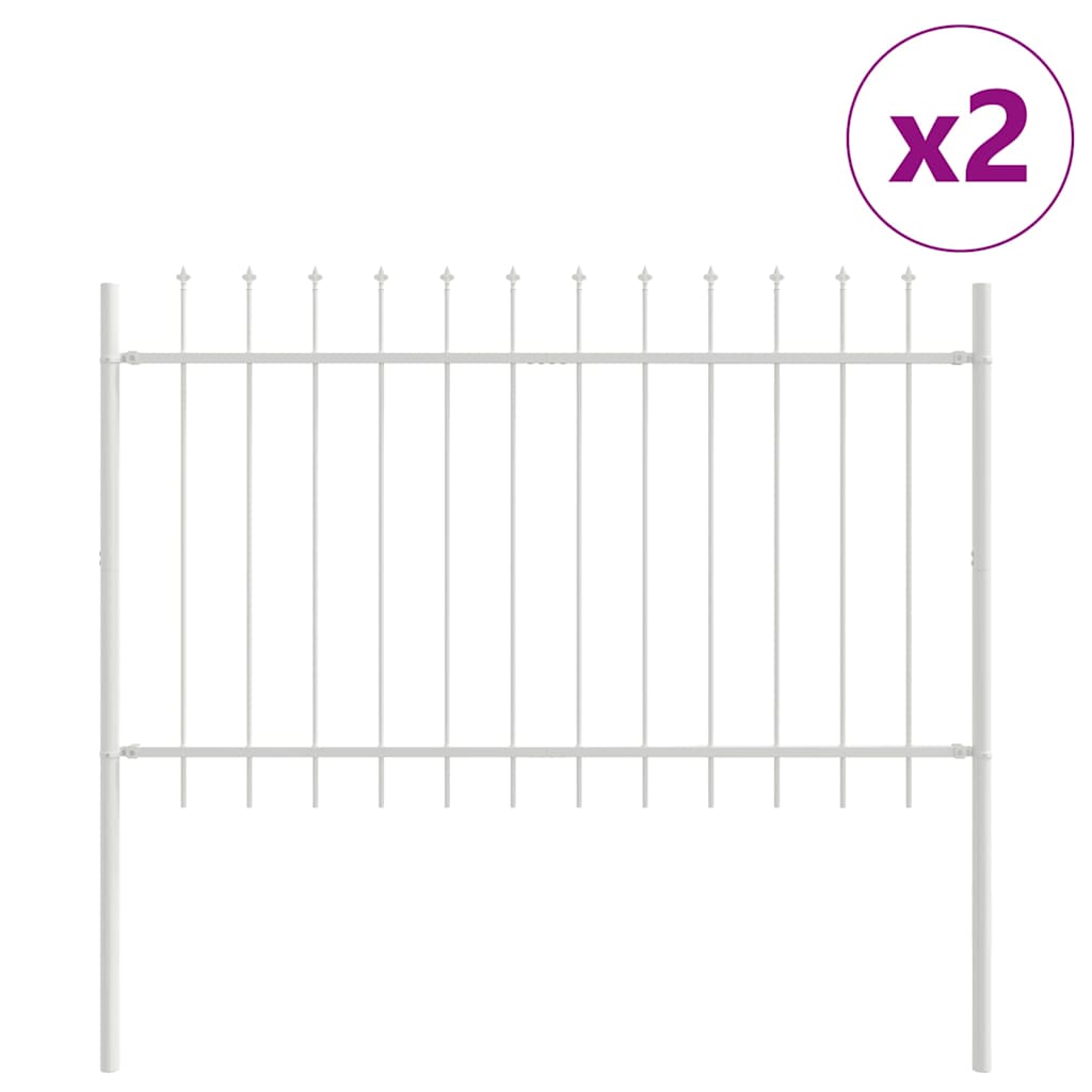 Gartenzaun 2 pcs Weiß 3,4 x 0,8 m Pulverbeschichteter Stahl