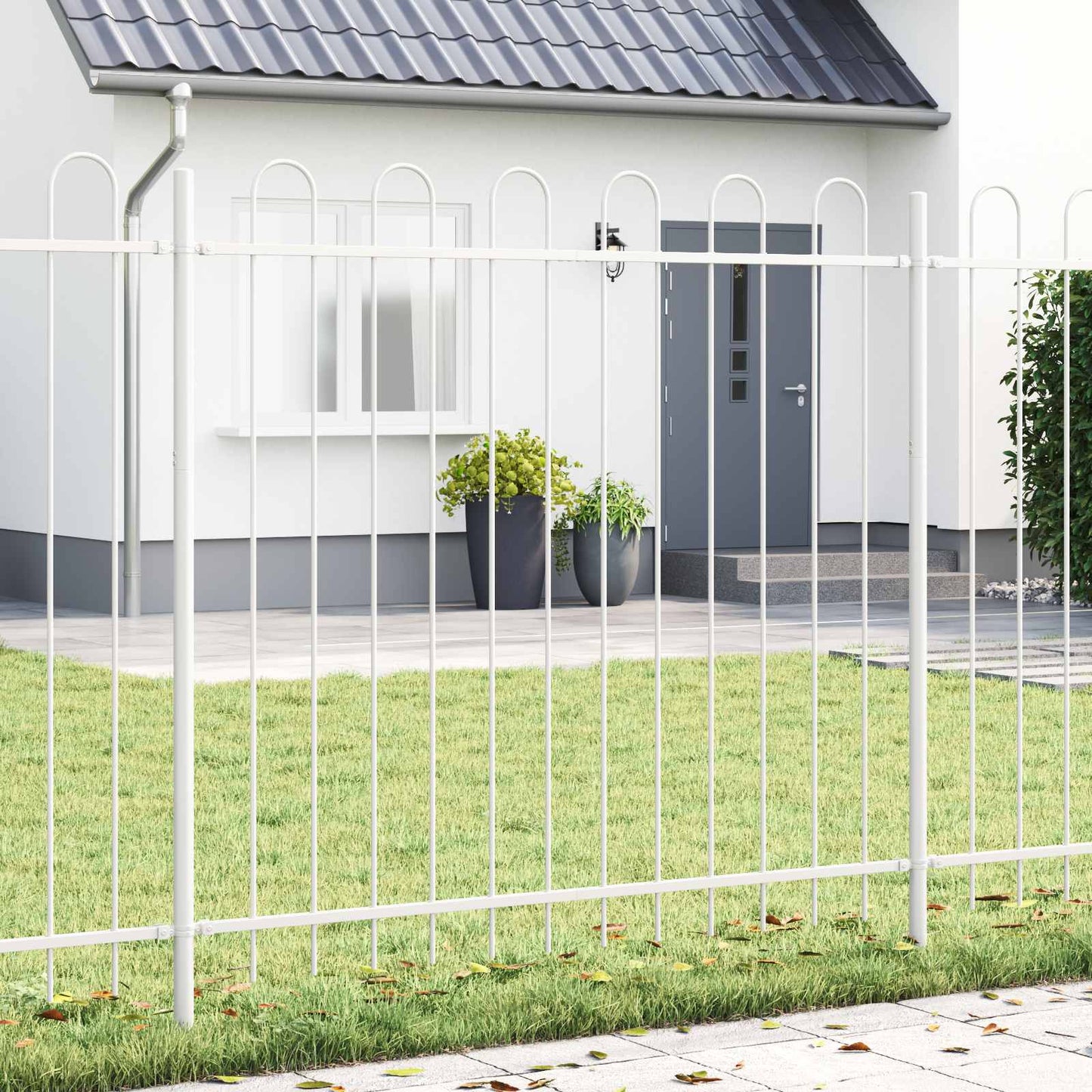 Gartenzaun 2 pcs Weiß 3,4 x 0,8 m Pulverbeschichteter Stahl