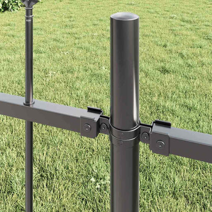 vidaXL Gartenzaun 3 pcs Grau 5,1 x 0,8 m Pulverbeschichteter Stahl