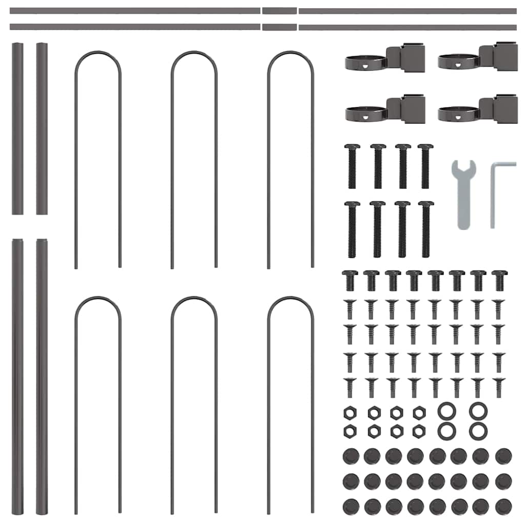 Gartenzaun 3 pcs Grau 5,1 x 0,8 m Pulverbeschichteter Stahl