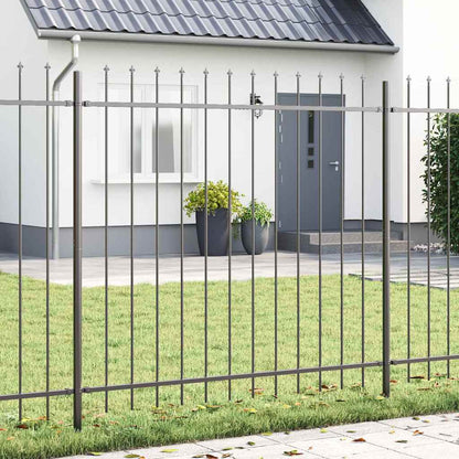 vidaXL Gartenzaun 4 pcs Grau 6,8 x 1,5 m Pulverbeschichteter Stahl