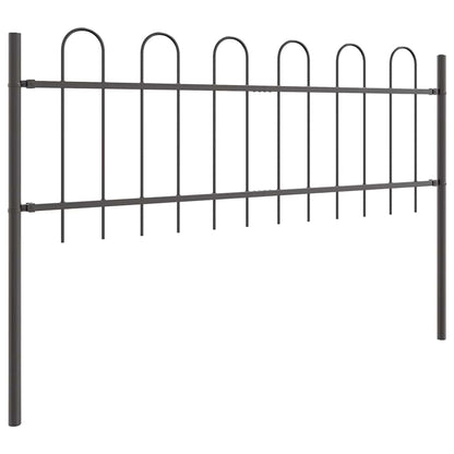 vidaXL Gartenzaun 4 pcs Grau 6,8 x 0,6 m Pulverbeschichteter Stahl