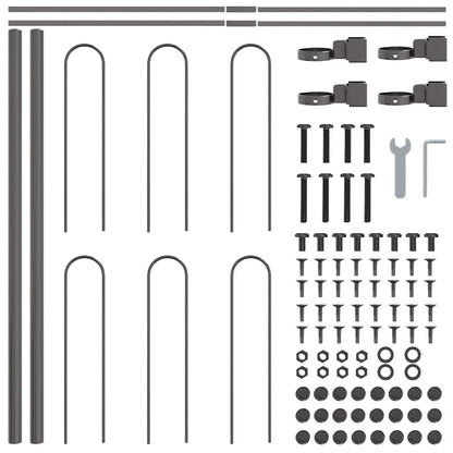 vidaXL Gartenzaun 4 pcs Grau 6,8 x 0,6 m Pulverbeschichteter Stahl