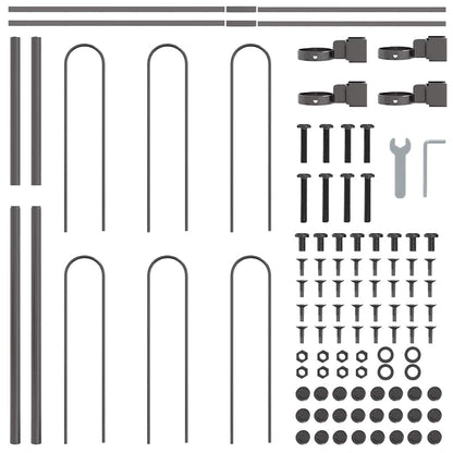 Gartenzaun 4 pcs Grau 6,8 x 1 m Pulverbeschichteter Stahl