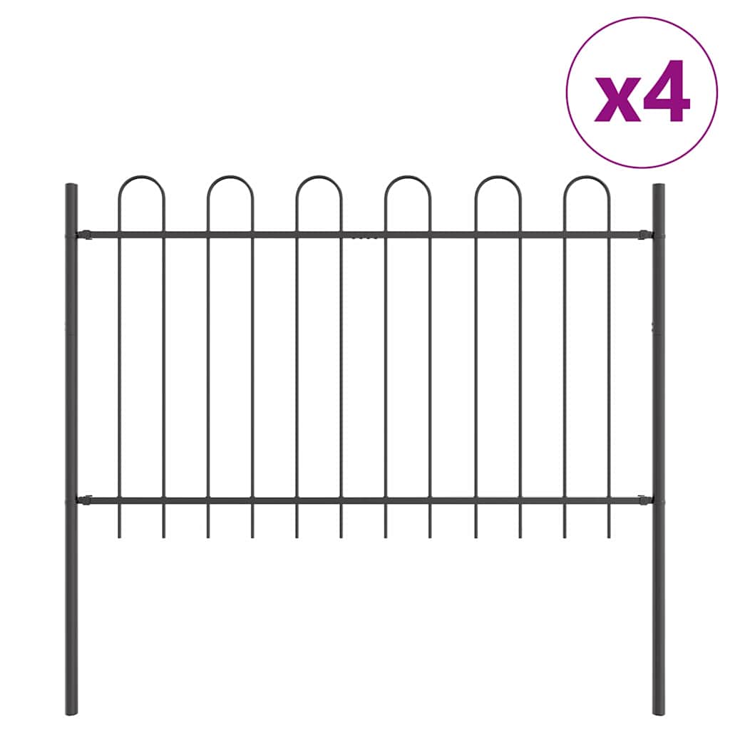 vidaXL Gartenzaun 4 pcs Grau 6,8 x 1,2 m Pulverbeschichteter Stahl