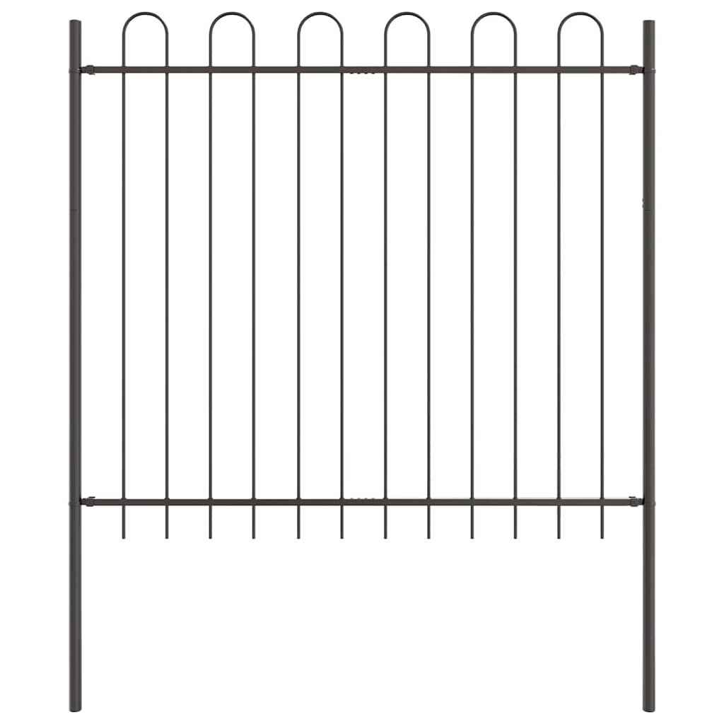 Gartenzaun 4 pcs Grau 6,8 x 1,5 m Pulverbeschichteter Stahl