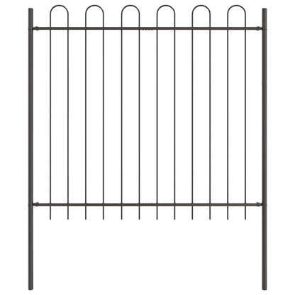 Gartenzaun 4 pcs Grau 6,8 x 1,5 m Pulverbeschichteter Stahl