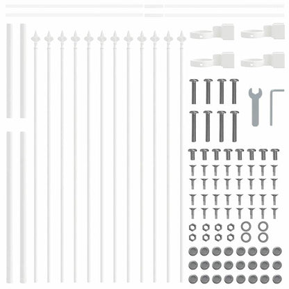 vidaXL Gartenzaun 4 pcs Weiß 6,8 x 0,8 m Pulverbeschichteter Stahl