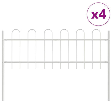 vidaXL Gartenzaun 4 pcs Weiß 6,8 x 0,6 m Pulverbeschichteter Stahl