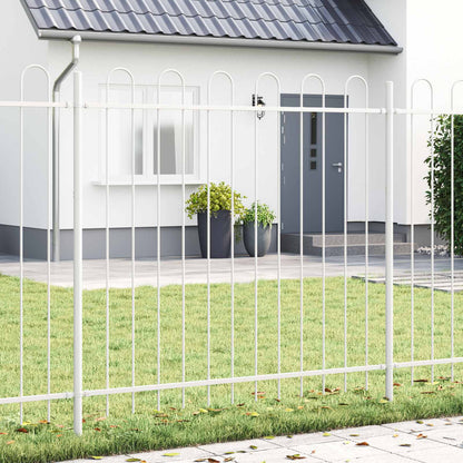 Gartenzaun 4 pcs Weiß 6,8 x 1 m Pulverbeschichteter Stahl