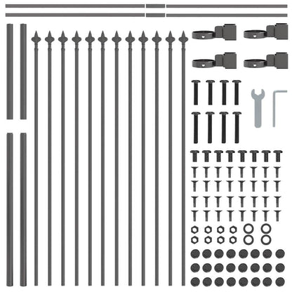 vidaXL Gartenzaun 5 pcs Grau 8,5 x 1,2 m Pulverbeschichteter Stahl