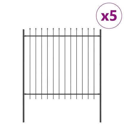 vidaXL Gartenzaun 5 pcs Grau 8,5 x 1,5 m Pulverbeschichteter Stahl