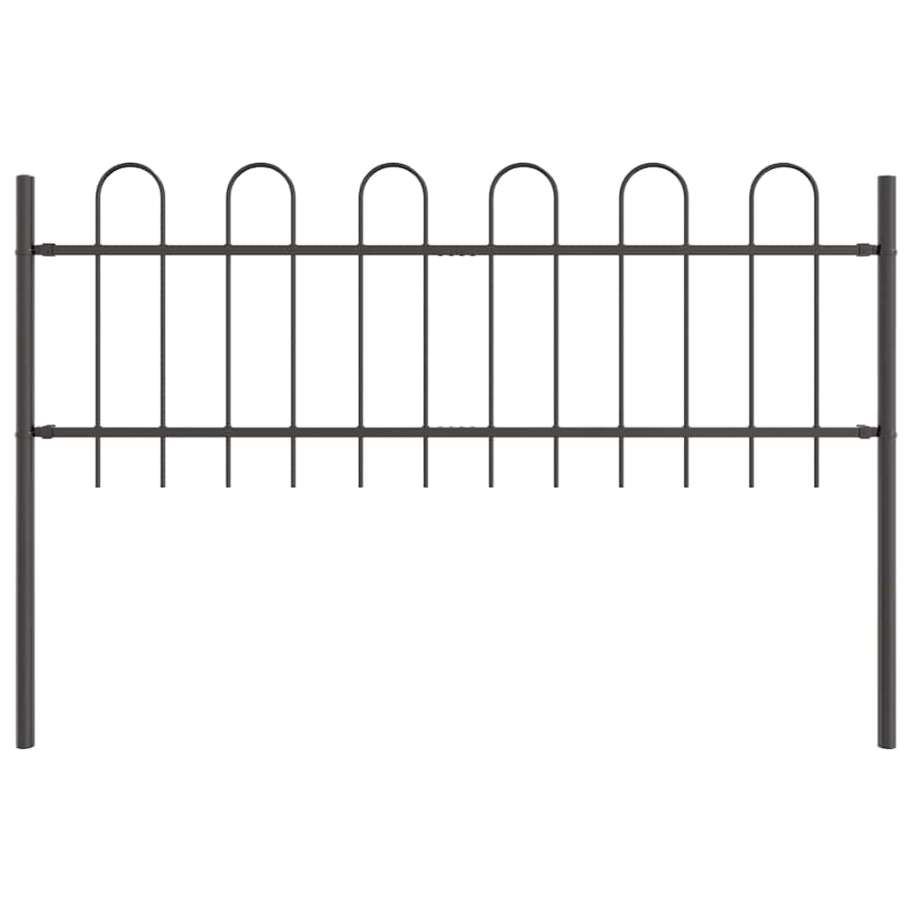 Gartenzaun 5 pcs Grau 8,5 x 0,6 m Pulverbeschichteter Stahl