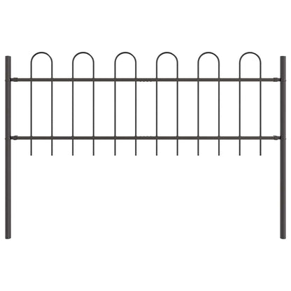 Gartenzaun 5 pcs Grau 8,5 x 0,6 m Pulverbeschichteter Stahl