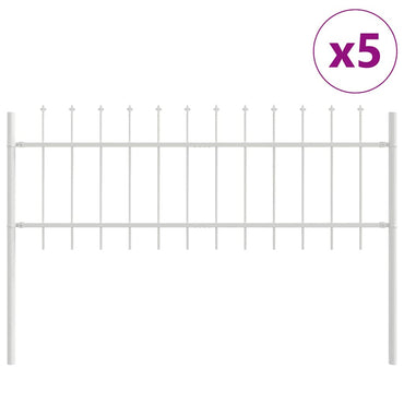 vidaXL Gartenzaun 5 pcs Weiß 8,5 x 0,6 m Pulverbeschichteter Stahl