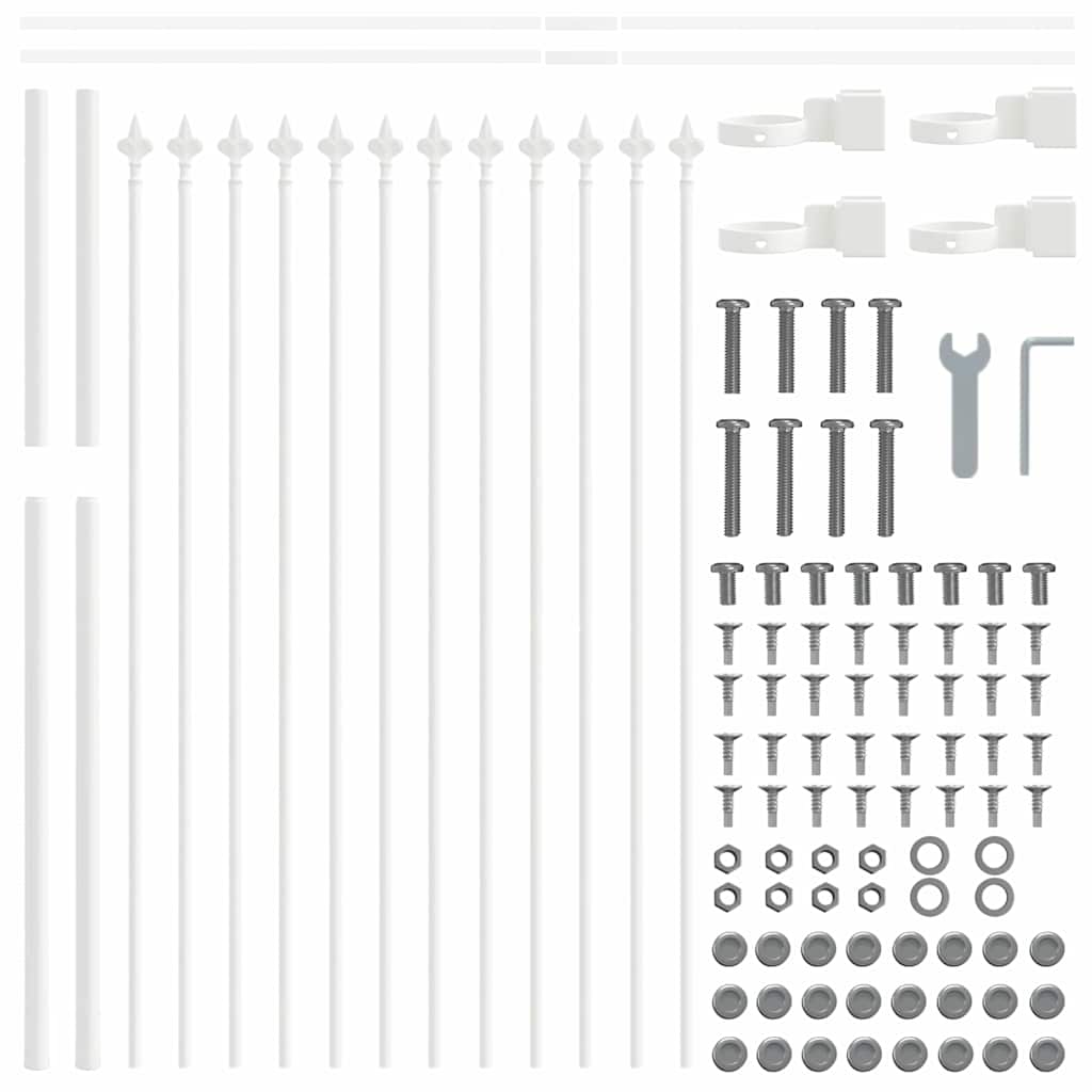 vidaXL Gartenzaun 5 pcs Weiß 8,5 x 1 m Pulverbeschichteter Stahl