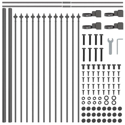 Gartenzaun 6 pcs Grau 10,2 x 0,6 m Pulverbeschichteter Stahl