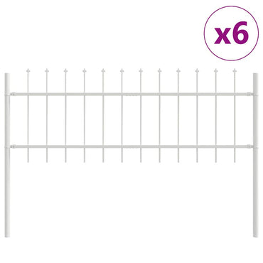 vidaXL Gartenzaun 6 pcs Weiß 10,2 x 0,6 m Pulverbeschichteter Stahl