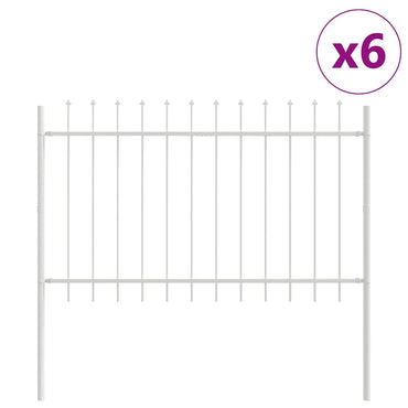 vidaXL Gartenzaun 6 pcs Weiß 10,2 x 1 m Pulverbeschichteter Stahl