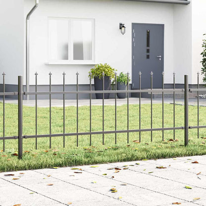 vidaXL Gartenzaun 7 pcs Grau 11,9 x 0,6 m Pulverbeschichteter Stahl