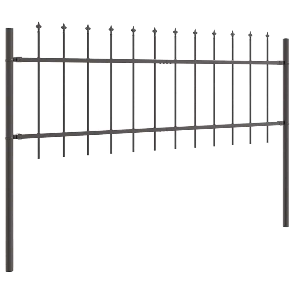 vidaXL Gartenzaun 7 pcs Grau 11,9 x 0,6 m Pulverbeschichteter Stahl