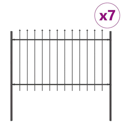 Gartenzaun 7 pcs Grau 11,9 x 1 m Pulverbeschichteter Stahl