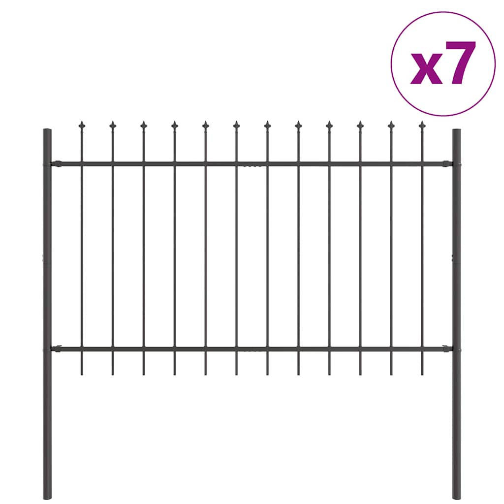vidaXL Gartenzaun 7 pcs Grau 11,9 x 1,2 m Pulverbeschichteter Stahl