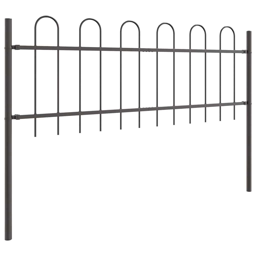 vidaXL Gartenzaun 7 pcs Grau 11,9 x 0,6 m Pulverbeschichteter Stahl
