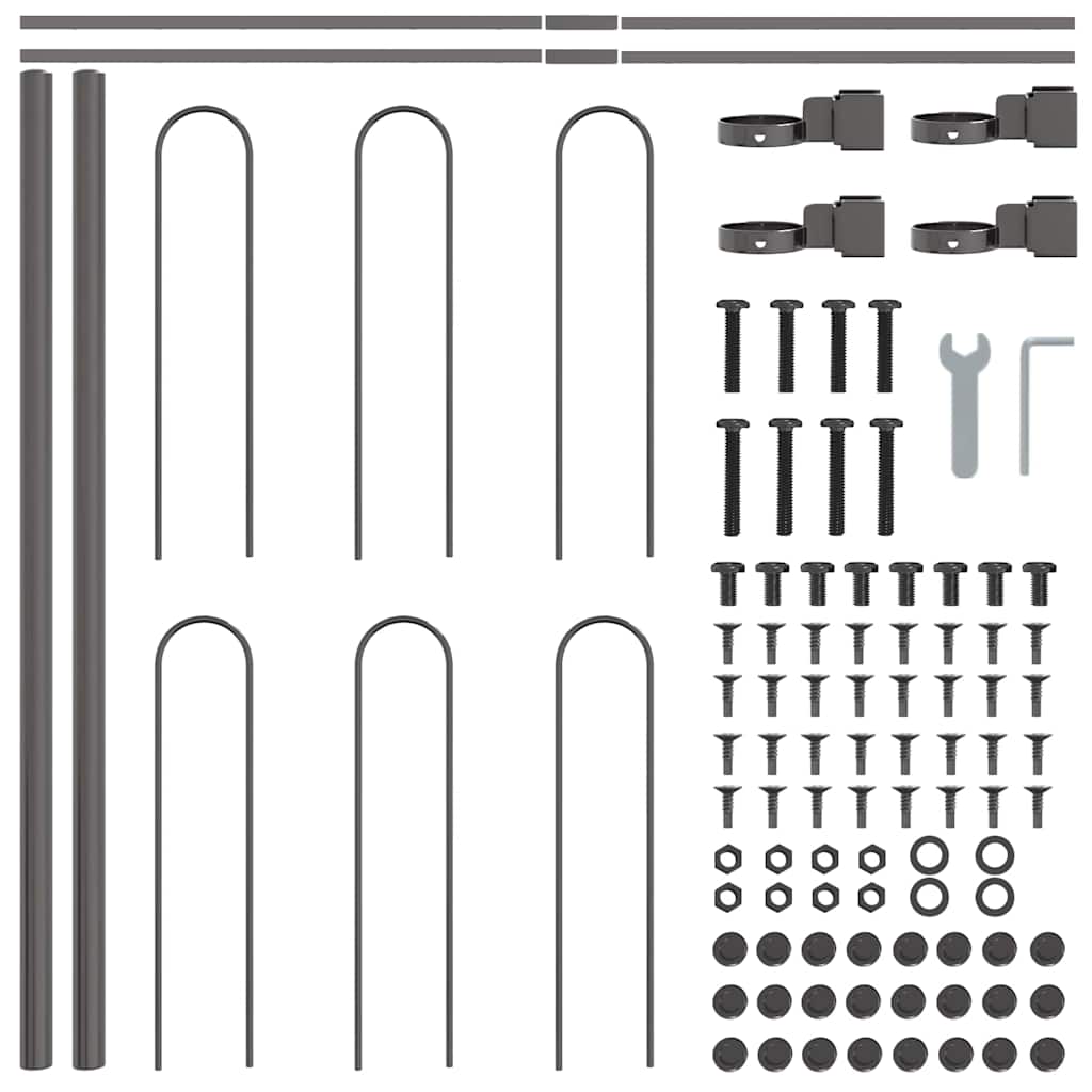vidaXL Gartenzaun 7 pcs Grau 11,9 x 0,6 m Pulverbeschichteter Stahl