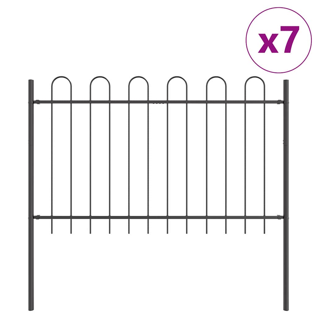 Gartenzaun 7 pcs Grau 11,9 x 0,8 m Pulverbeschichteter Stahl
