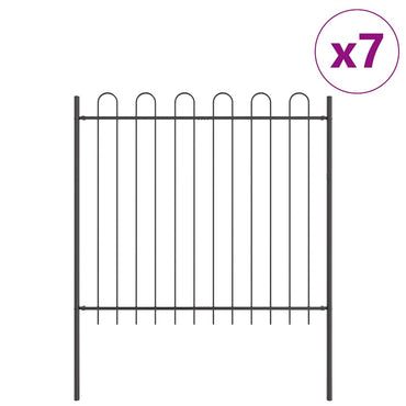 vidaXL Gartenzaun 7 pcs Grau 11,9 x 1,5 m Pulverbeschichteter Stahl