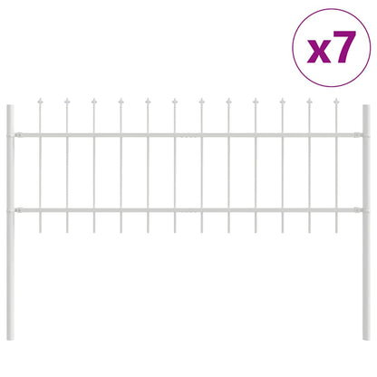 vidaXL Gartenzaun 7 pcs Weiß 11,9 x 0,6 m Pulverbeschichteter Stahl
