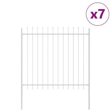 vidaXL Gartenzaun 7 pcs Weiß 11,9 x 1,5 m Pulverbeschichteter Stahl