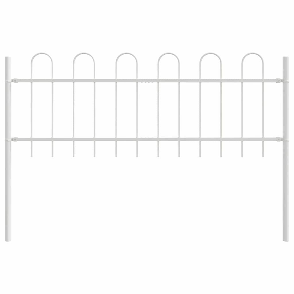 Gartenzaun 7 pcs Weiß 11,9 x 0,6 m Pulverbeschichteter Stahl