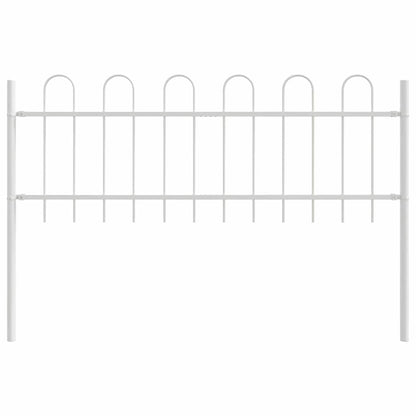 Gartenzaun 7 pcs Weiß 11,9 x 0,6 m Pulverbeschichteter Stahl