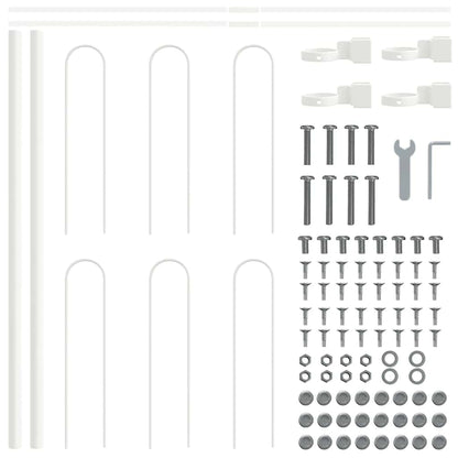 Gartenzaun 7 pcs Weiß 11,9 x 0,6 m Pulverbeschichteter Stahl