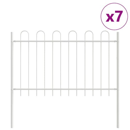 Gartenzaun 7 pcs Weiß 11,9 x 0,8 m Pulverbeschichteter Stahl