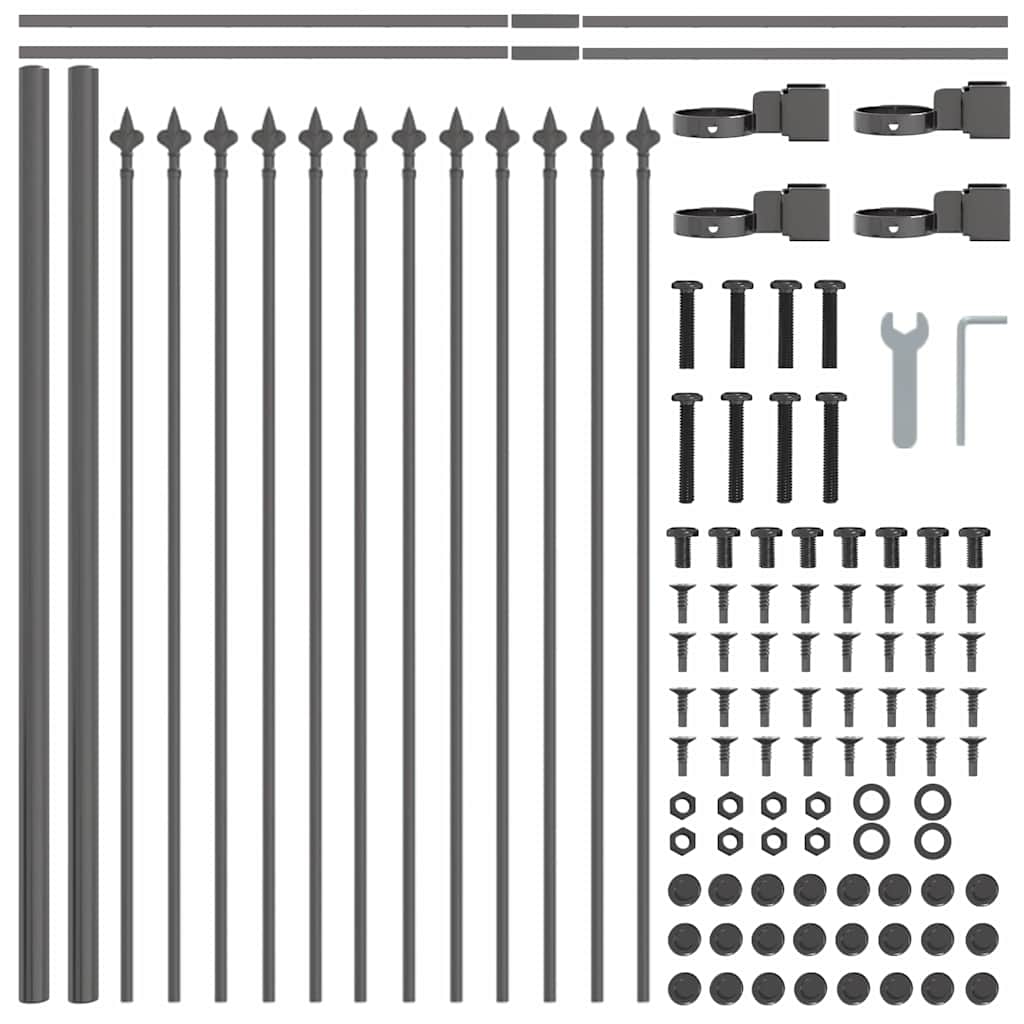 vidaXL Gartenzaun 8 pcs Grau 13,6 x 0,6 m Pulverbeschichteter Stahl