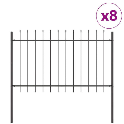 Gartenzaun 8 pcs Grau 13,6 x 0,8 m Pulverbeschichteter Stahl