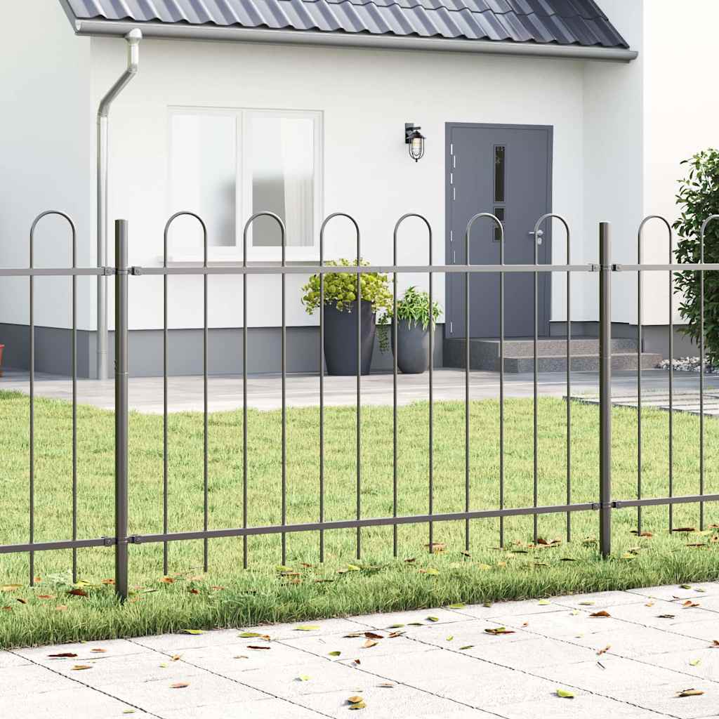 vidaXL Gartenzaun 8 pcs Grau 13,6 x 1,2 m Pulverbeschichteter Stahl