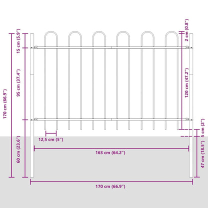 vidaXL Gartenzaun 8 pcs Grau 13,6 x 1,2 m Pulverbeschichteter Stahl