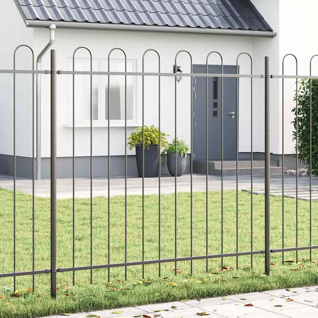 vidaXL Gartenzaun 8 pcs Grau 13,6 x 1,5 m Pulverbeschichteter Stahl