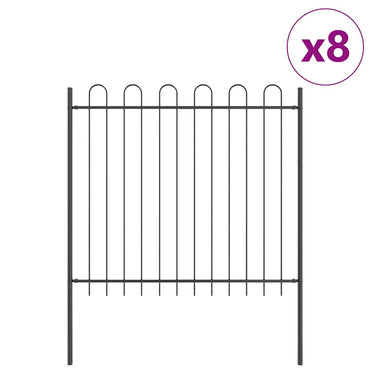 vidaXL Gartenzaun 8 pcs Grau 13,6 x 1,5 m Pulverbeschichteter Stahl