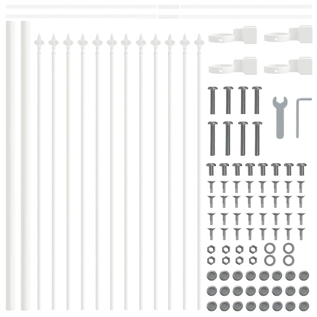 vidaXL Gartenzaun 8 pcs Weiß 13,6 x 0,6 m Pulverbeschichteter Stahl