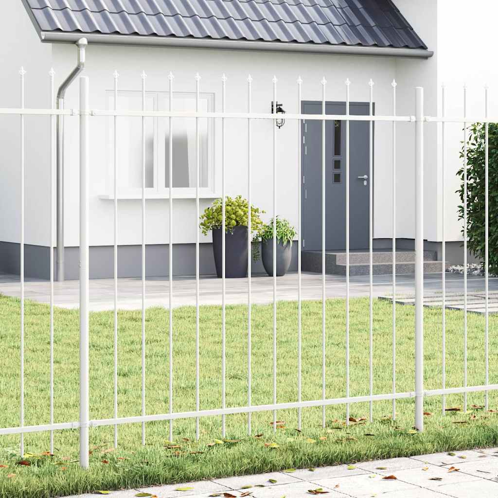 vidaXL Gartenzaun 8 pcs Weiß 13,6 x 1,5 m Pulverbeschichteter Stahl