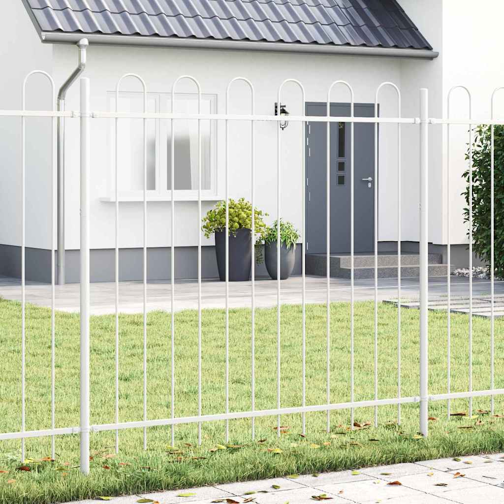 vidaXL Gartenzaun 8 pcs Weiß 13,6 x 1,5 m Pulverbeschichteter Stahl