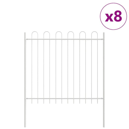 vidaXL Gartenzaun 8 pcs Weiß 13,6 x 1,5 m Pulverbeschichteter Stahl