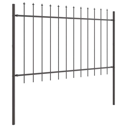 vidaXL Gartenzaun 9 pcs Grau 15,3 x 1,2 m Pulverbeschichteter Stahl