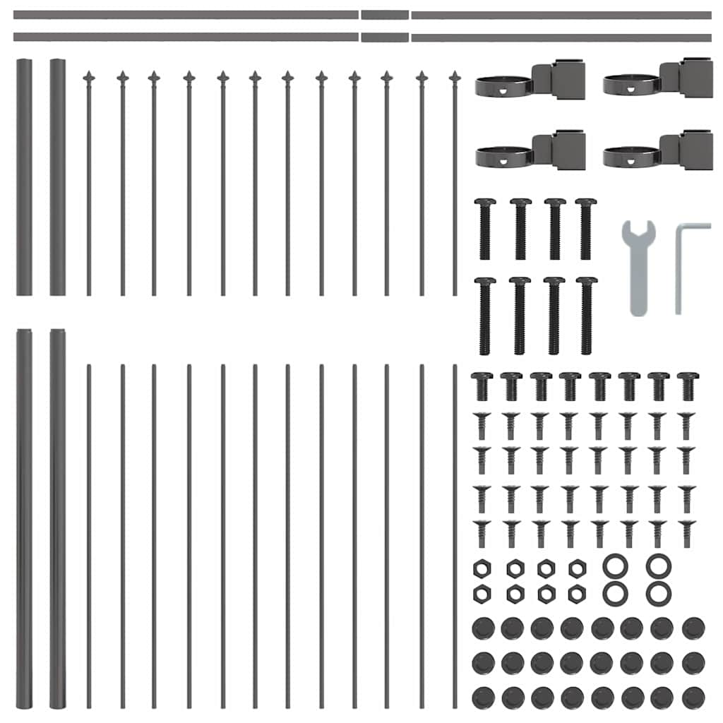 vidaXL Gartenzaun 9 pcs Grau 15,3 x 1,5 m Pulverbeschichteter Stahl