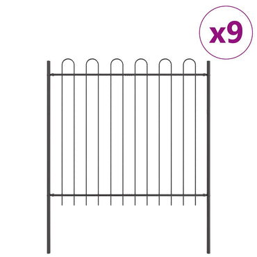 vidaXL Gartenzaun 9 pcs Grau 15,3 x 1,5 m Pulverbeschichteter Stahl